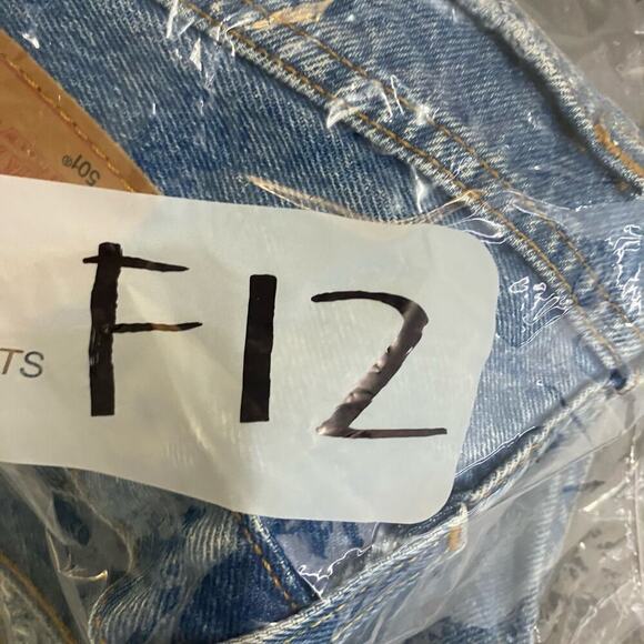 Levis 501 womens BIG E high waisted jean denim shorts distressed button fly 26 - Picture 11 of 11